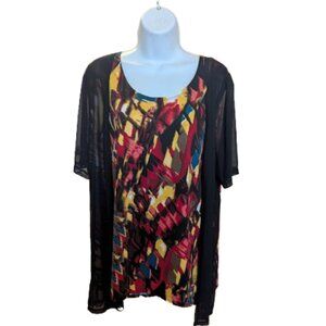 Short Sleeve Faux Twin Set Fits 1X